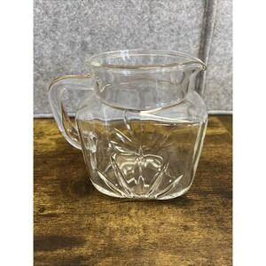 Vintage 1950s 32 oz Square Federal Glass Juice Pitcher Atomic Sunrise Star